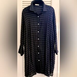 BUYKUD 
Women’s Black and White Striped Tunic/Dress Plus 2X